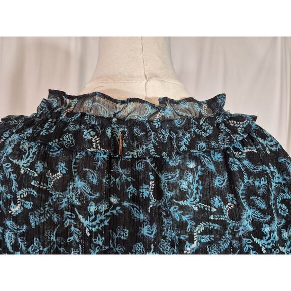 Misa Women's Designer Teal Shimmer Black Lyra Mini Dress Medium - Picture 10 of 11